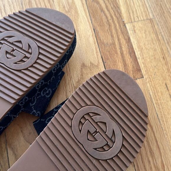 Gucci sz EU 45 US 11.5 denim slide sandals excellent pre owned condition - Picture 7 of 8